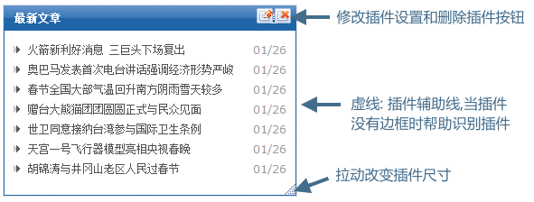 怎样在页面中添加插件,拖动插件,改变插件显示尺寸(图3) 怎样在页面中添加插件,拖动插件,改变插件显示尺寸(图3)
