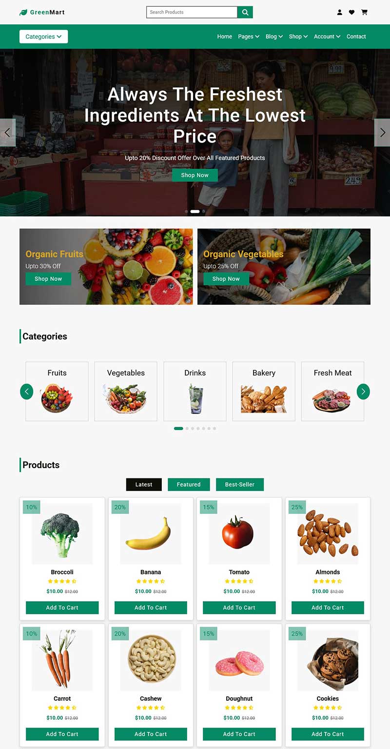 绿色生鲜超市电商前端静态html(图1)