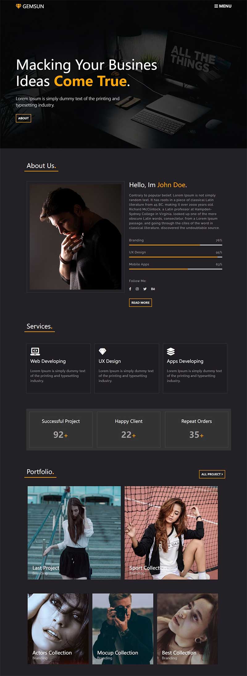 黑色创意设计商业服务html(图1)