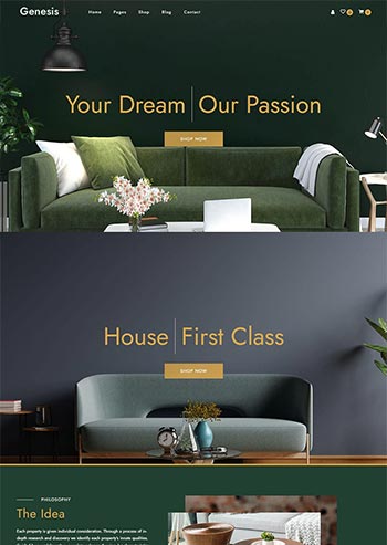 创意深绿家居设计电商网站