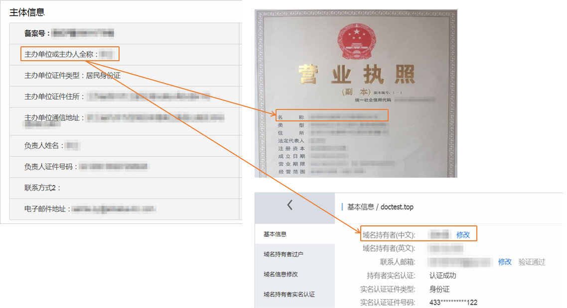 备案信息不合格提示：主办单位名称不合格(图1)